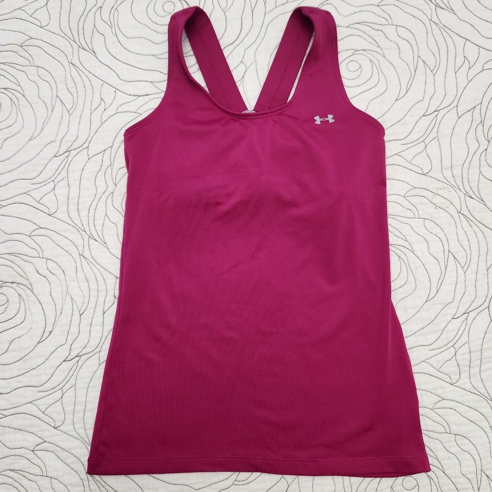 UNDER ARMOUR [XS] Pink Athletic Under Armour Tank with Built-In Bar